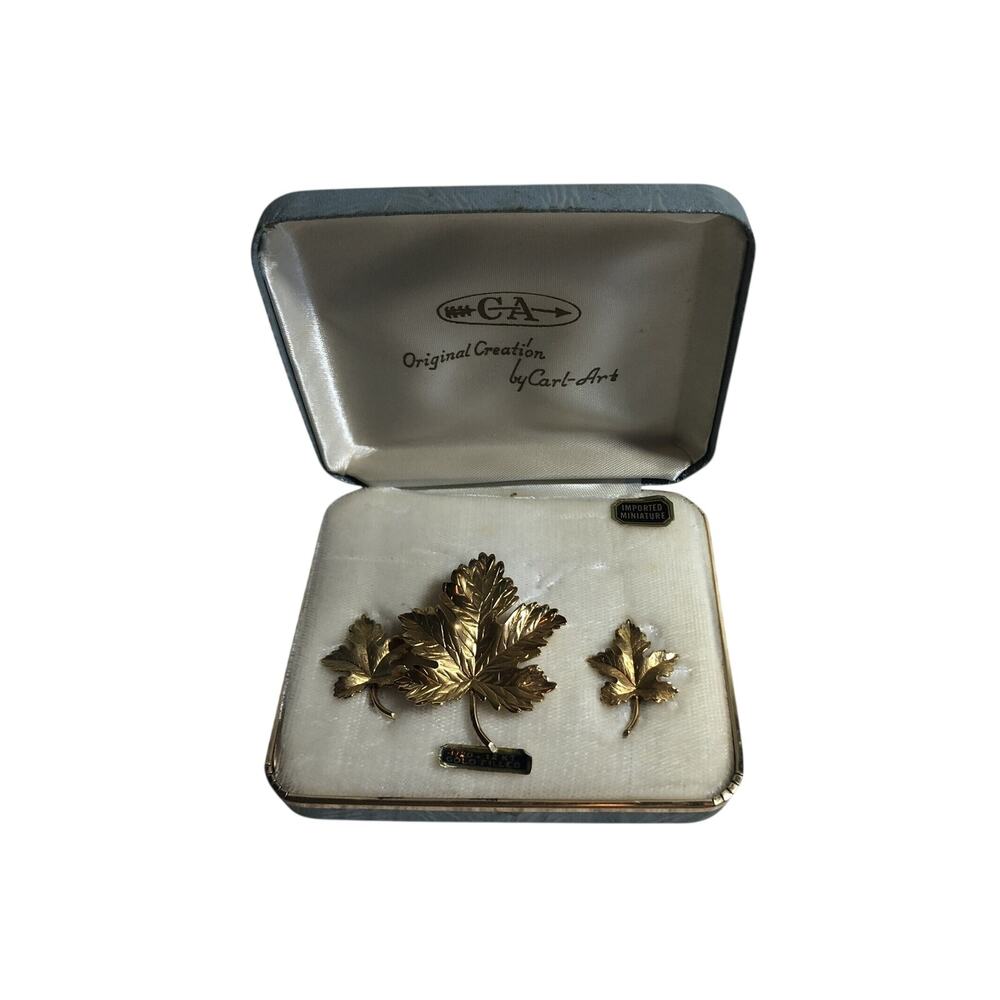 Gold Maple Leaf Set Vintage Original Creation by Carl Art 1/20 12k Gold Filled